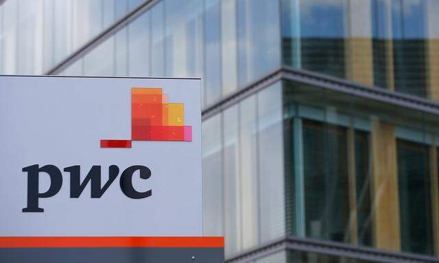 The logo of PwC is seen in front of the local offices building of the company in Luxembourg