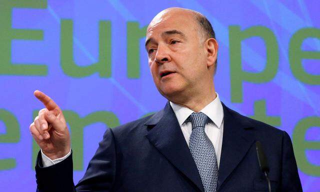 European Commissioner Moscovici addresses a news conference in Brussels