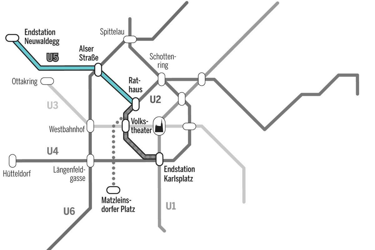 ... bis zur U2 (Station Rathaus) geführt werden. Von dort geht es ...