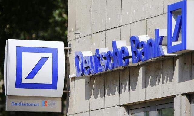 A logo of a branch of Germany's Deutsche Bank is seen in Cologne