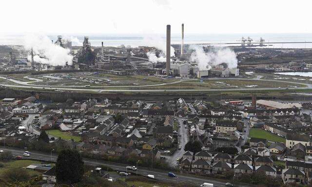 A general view shows the Tata steelworks in the town of Port Talbot, Wales