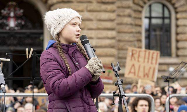 Fridays for Future Swedish climate activist Greta Thunberg attends rally in Hamburg Germany sch