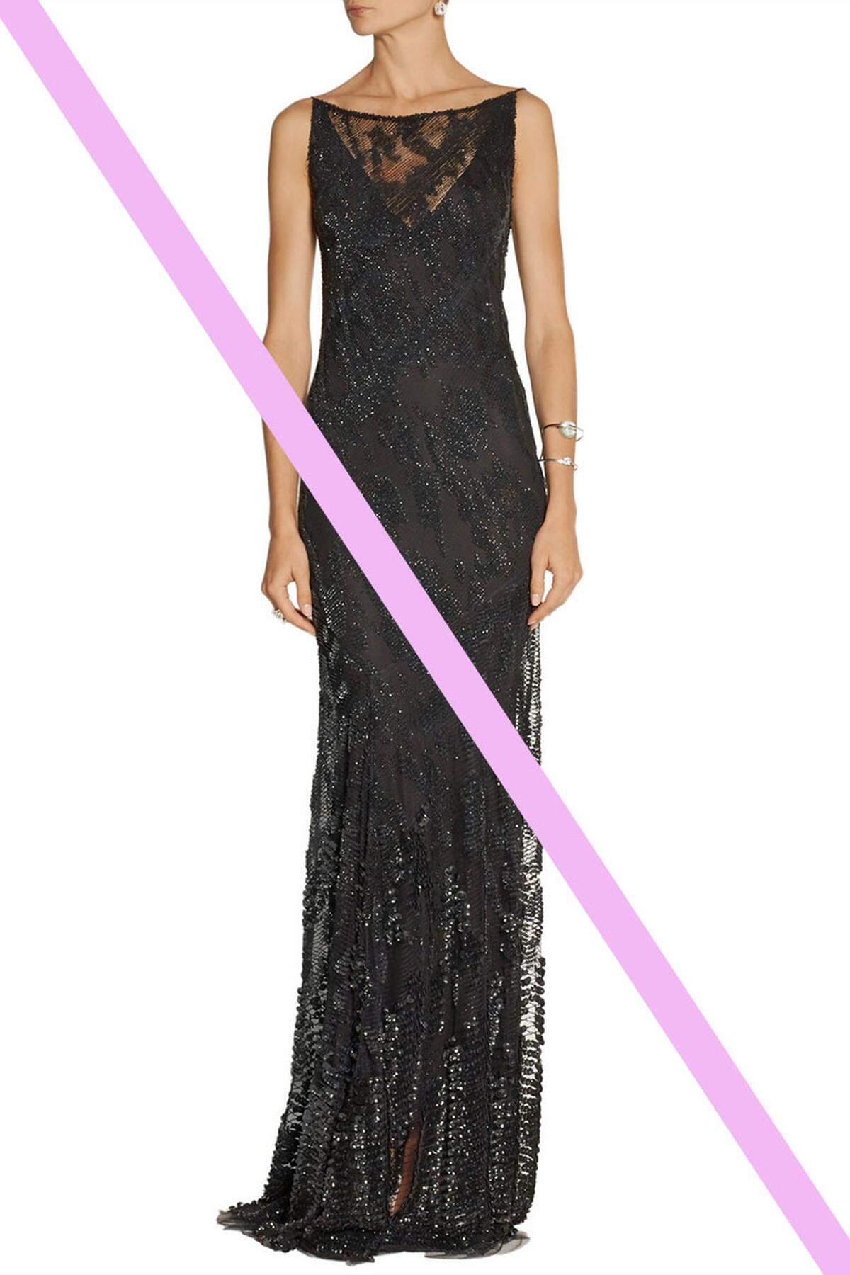 Schwarz ist als Farbe der Trauer für ein Hochzeitsfest eher unpassend.Tüllkleid von Donna Karan New York.