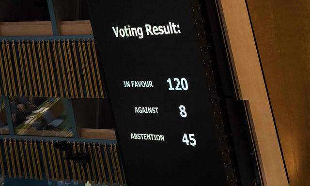 120 Staaten haben in der UN-Generalversammlung für eine Resolution votiert, die die jüngste Gewalt Israels gegen die Palästinenser im Gazastreifen verurteilt. 