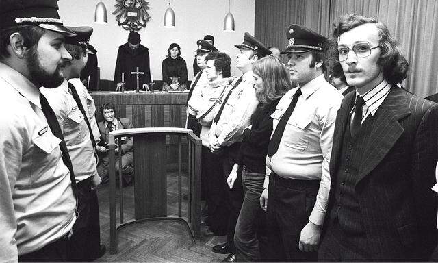 Den Palmers-Entführern Reinhard Pitsch, Othmar Keplinger und Thomas Gratt (von rechts) wurde dann 1979 in Wien der Prozess gemacht.  