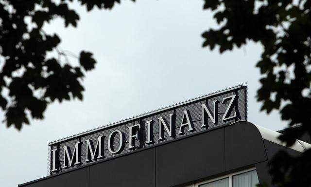 The logo of Austrian real estate group Immofinanz is pictured on top of the company's headquarters building in Vienna