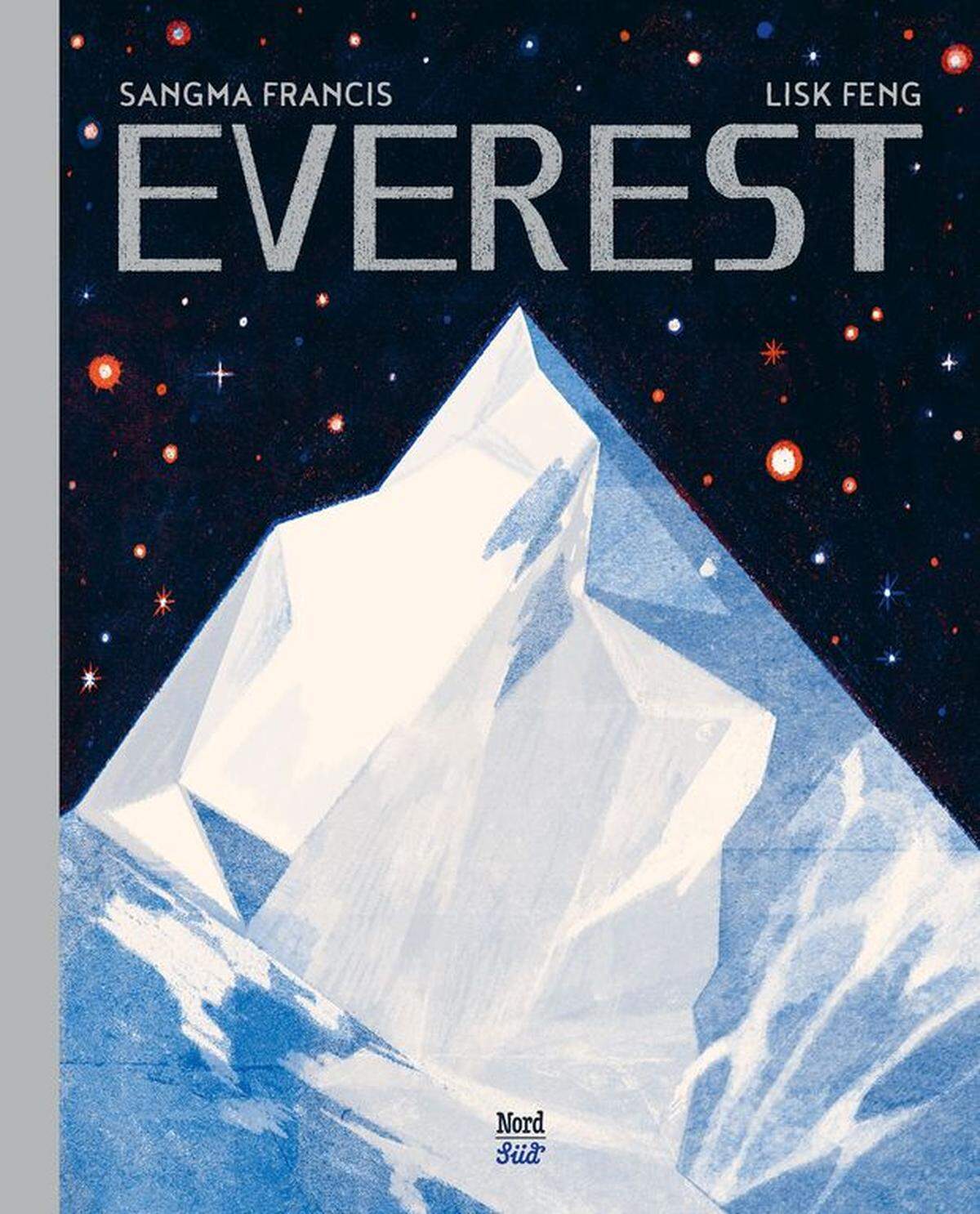 Das Hochgebirge des Himalaya ist „ein Ort der Entdeckung, der Erfindung und der Fantasie“, steht in der Einleitung von „Everest“. Den Beweis dafür, dass das nicht übertrieben ist, tritt das Buch auf 80 Seiten an. Da wird erklärt, wie man so etwas Riesiges überhaupt messen kann (er sieht übrigens aus der Ferne gar nicht wie der höchste Berg aus), es werden Yaks und Sherpas vorgestellt, von den hinduistischen und buddhistischen Gebetsstätten in den Tälern und auf den Pässen erzählt, vom Bergsteigen und dem Kampf um den Sauerstoff und von Starkwinden. Die Illustratorin stellt all das in einer Klarheit dar, die man oft sucht: mit wunderschönen Bildern auf eindrucksvoll gestalteten Seiten. Ein visueller Genuss in Blau, Grau, Weiß und Rottönen. Übrigens wird auch der Müll am Berg nicht verschwiegen, selbst natürliche Abfälle sind ein Problem, denn bei den Temperaturen am Berg kann nichts richtig verrotten. Lisk Feng, Sangma Francis: „Everest". Erschienen im NordSüd Verlag. 80 Seiten; 20,60 Euro. Alter: Ab sieben Jahren.