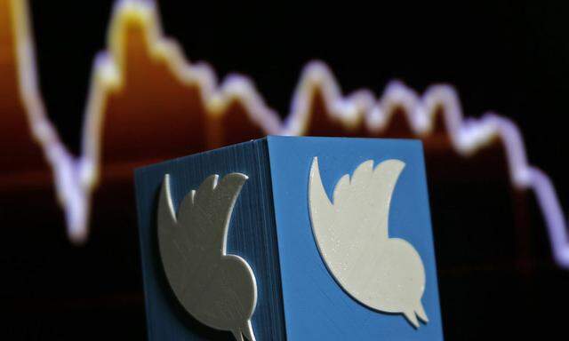 A 3D printed Twitter logo is seen in front of displayed stock graph in this illustration picture made in Zenica