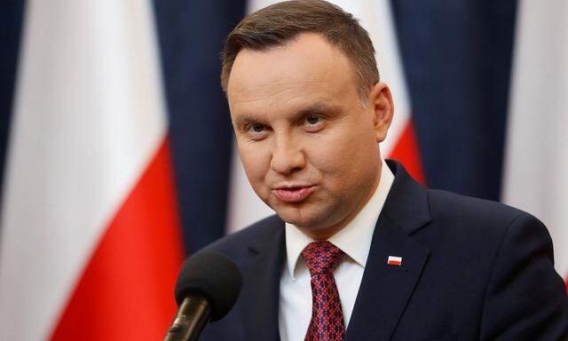 Poland´s President Andrzej Duda speaks during a news conference at the Presidential Palace in Warsaw