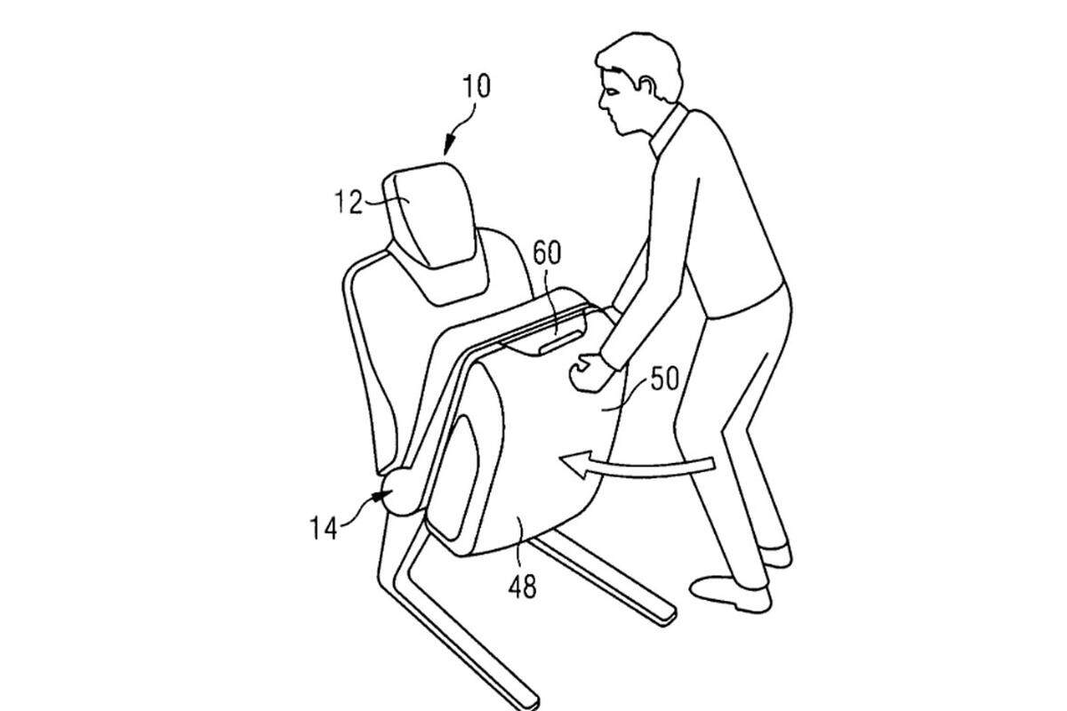Nicht ganz so unbequem wie der Stehsitz ist ein Antrag beim deutschen Patentamt. Die Idee dahinter: Durch einen Klappsitz können die "Ein- und Aussteigezyklen" verkürzt werden. Denn ein Passagier muss sich nicht mehr in den Gang stellen, um seinen Sitznachbarn Platz zu machen.