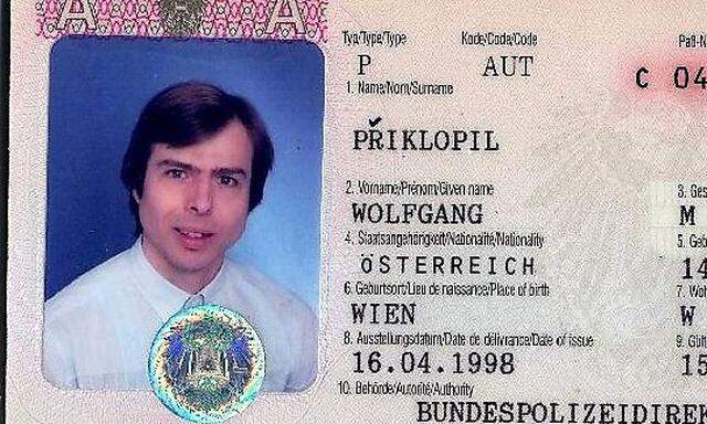 Archivbild: Ausschnitt des Reisepasses von Wolfgang Prikopil