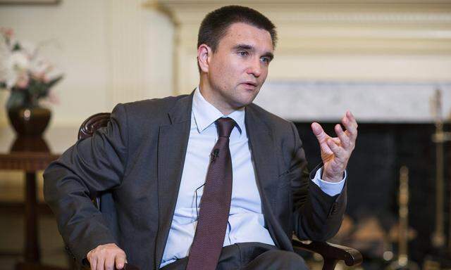 Ukraine´s Foreign Minister Klimkin speaks during an interview in Washington