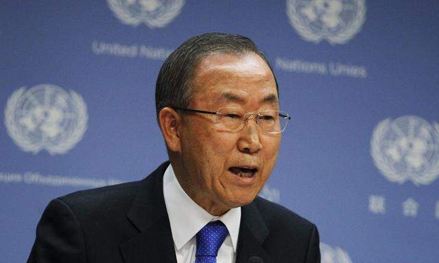 United Nations Secretary-General Ban speaks during a news conference in New York