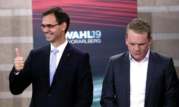 Archivbild von der Landtagswahl 2019: ÖVP-Chef Wallner und FPÖ-Obmann Bitschi