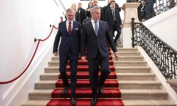 Der tschechische Ministerpräsident Petr Fiala (l) auf Besuch bei Kanzler Karl Nehammer.