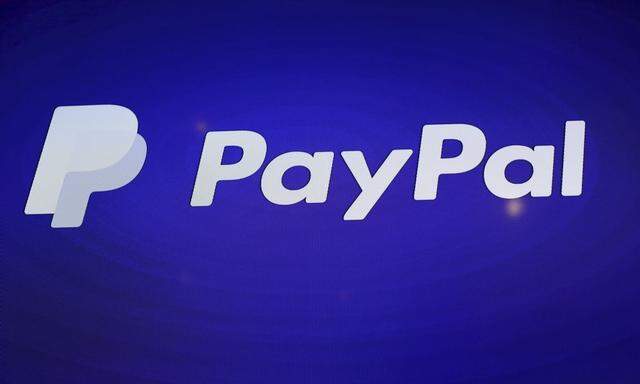 The PayPal logo is seen during an event at Terra Gallery in San Francisco