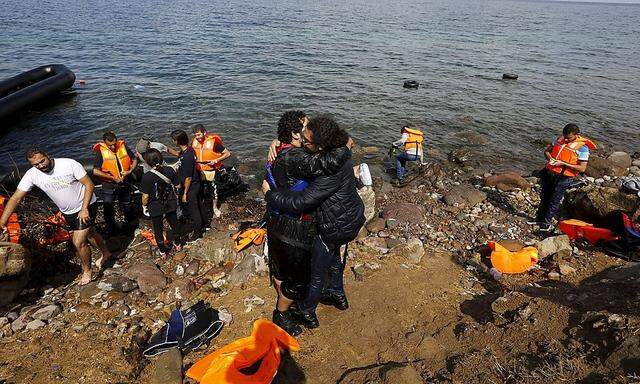 Syrische Flüchtlinge auf der Insel Lesbos.