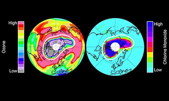 Riesiges Ozonloch ueber Arktis