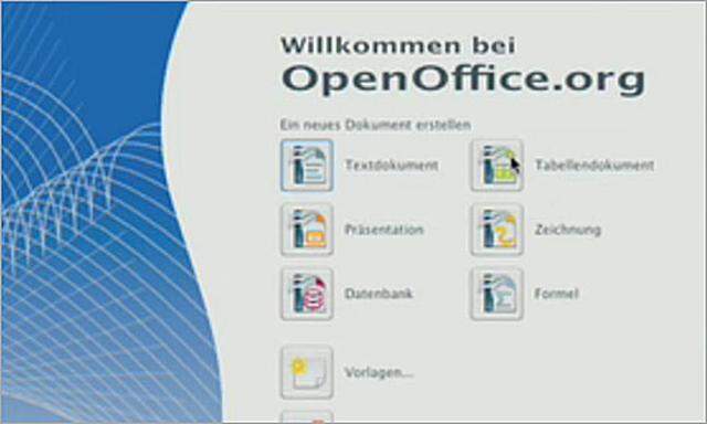 Startcenter von OpenOffice 3.0