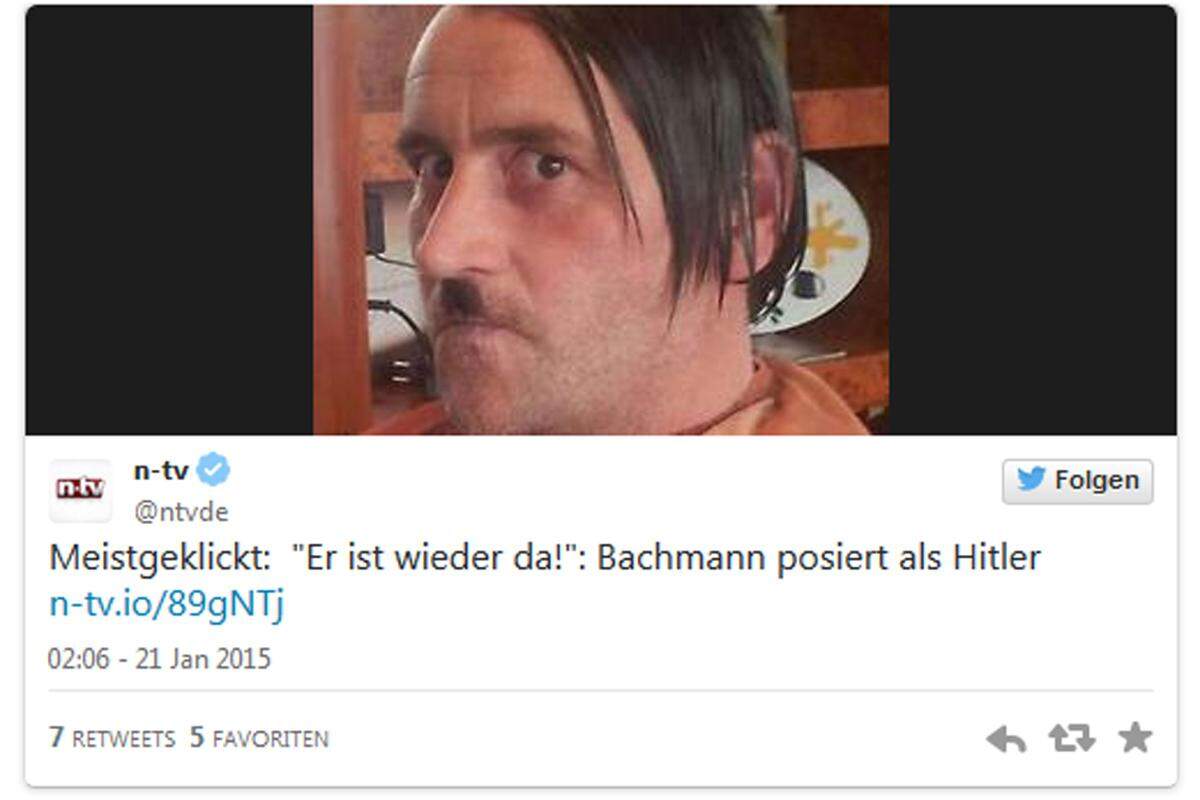 Der 41-Jährige hatte auf Twitter ein Bild gepostet, das ihn mit Hitler-Bart und Scheitel zeigt. Er selbst soll es auf seiner Facebook-Seite veröffentlicht haben. Das Bild nährte Spekulationen, dass die umstrittene Anti-Islam-Bewegung den Rechtsextremisten nahestehen könnte.