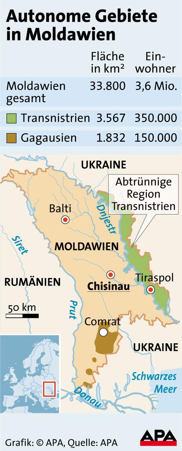 Verhandlungen zwischen Moldau, Russland, Transnistrien, der Ukraine und der Organisation für Sicherheit und Europa (OSZE) über einen Kompromiss laufen seit Jahren. Angestrebt wird ein moldauischer Einheitsstaat, innerhalb dessen Transnistrien umfassende Autonomierechte genießen soll. Bei den sogenannten 5+2-Verhandlungen haben die Europäische Union und die USA Beobachterstatus.