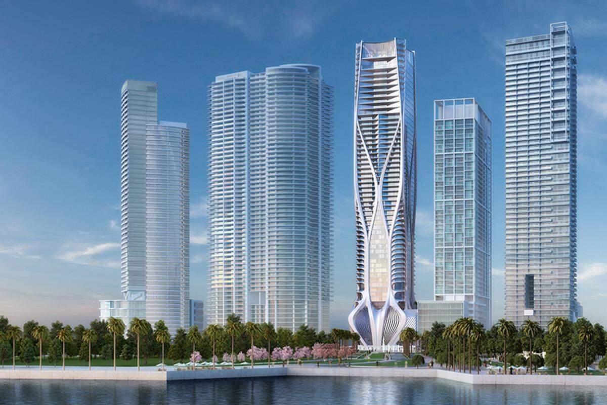 Aktueller Wert: 46 Millionen Euro Das 62-stöckige Wohnhaus, entworfen von der heuer verstorbenen Star-Architektin Zaha Hadid, befindet sich noch im Bau. 2018 sollen die ersten Bewohner einziehen, an Luxus soll es nicht fehlen. Sogar ein Hubschrauberlandeplatz ist geplant.