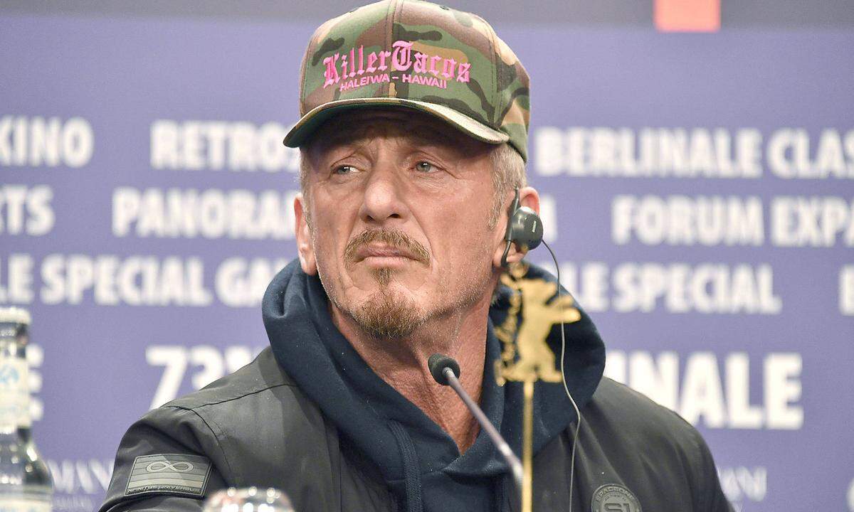 Sean Penn bei der Pressekonferenz zum Dokumentarfilm Superpower auf der Berlinale 2023.
