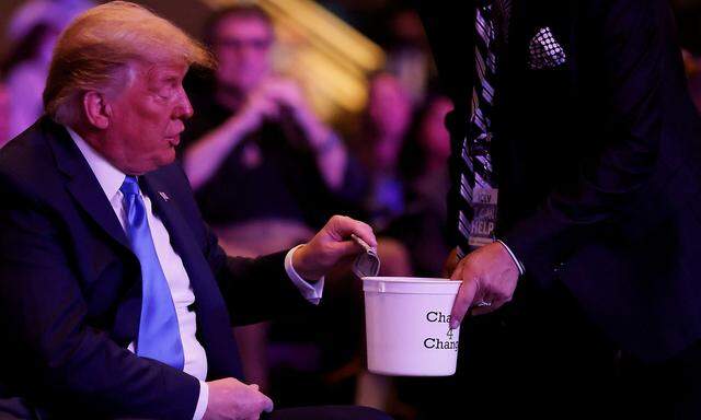 U.S. President Donald Trump attends a service at the International Church of Las Vegas