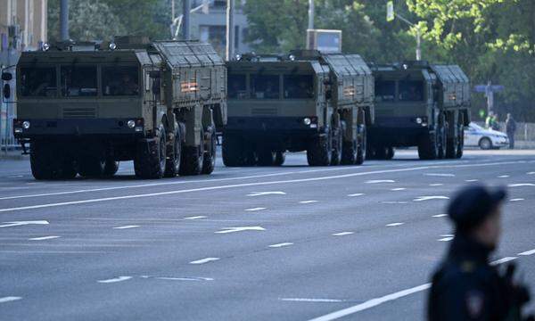 Iskander-M-Raketenwerfer waren Teil der Militärparade.