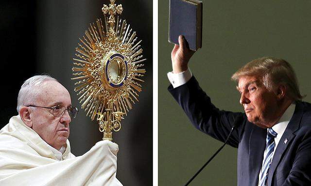 File photos show Pope Francis and Donald Trump