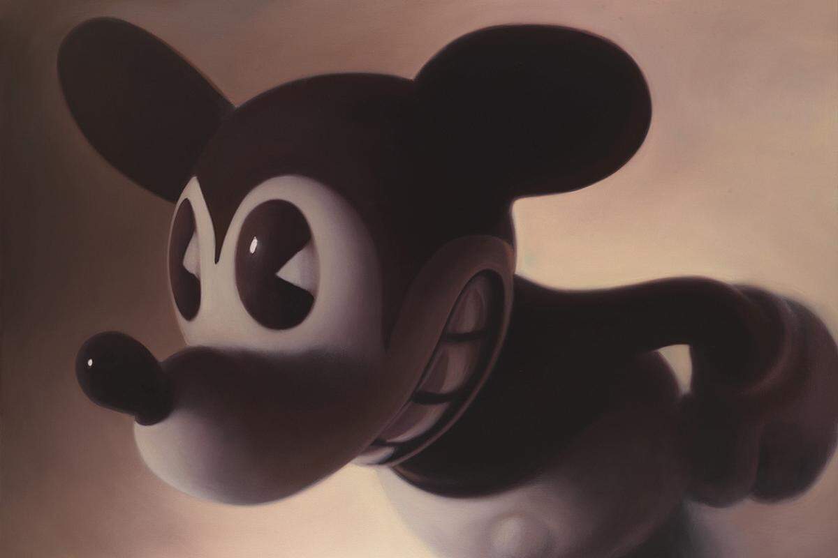 ...düstere Disney-Bilder. Die "Helnwein Retrospektive" läuft von 25. Mai bis zum 13. Oktober. Es ist die erste Helnwein-Schau in Wien seit 1985. Auch damals hieß der Ausstellungsort Albertina.Gottfried Helnwein Pink Mouse, 2011 Sammlung Christian Baha © VBK, Wien, 2013