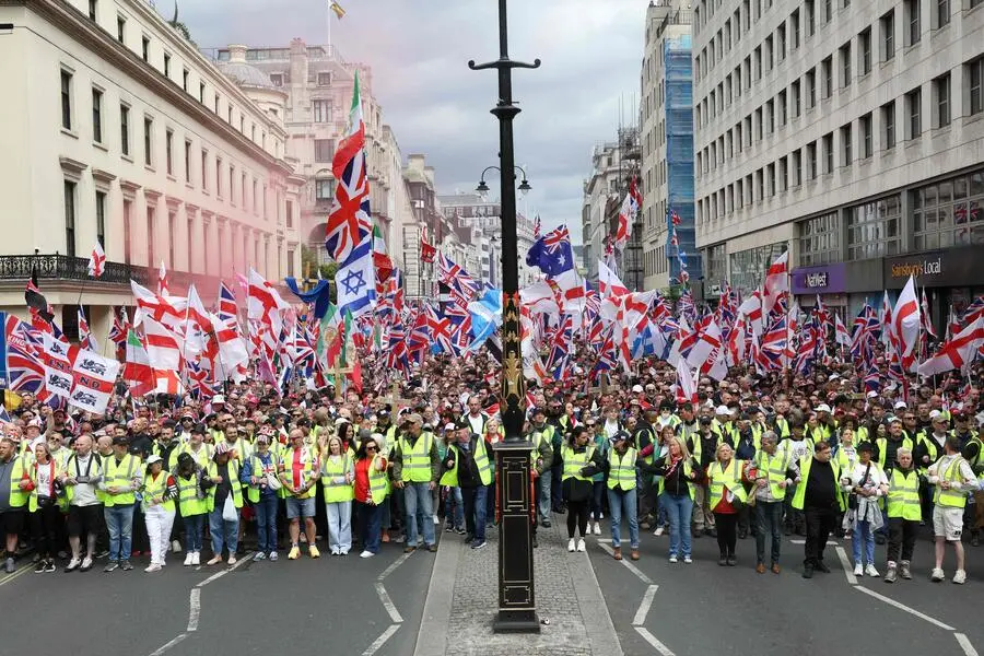 <strong>16. Mai. </strong>Unterstützer des rechtsextremen Aktivisten Tommy Robinson auf den Straßen Londons. 