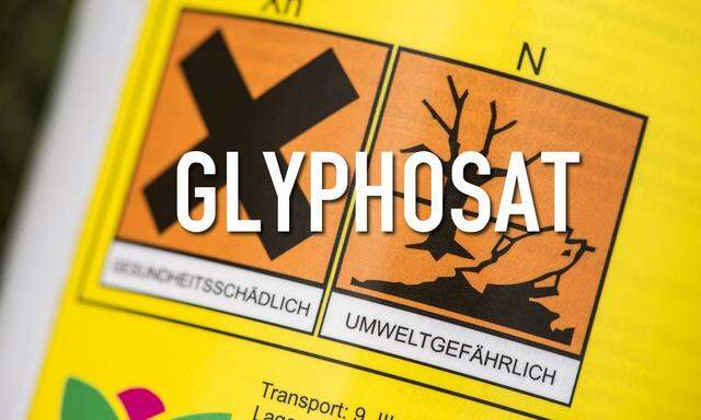 Warnlabel bei Unkrautvernichtungsmittel mit Glyphosat