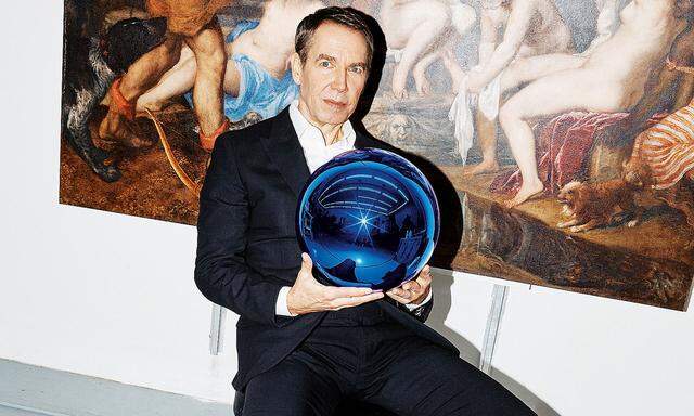 Kopie als Kunst. Koons vor einer Tizian-Interpretation seiner Serie „Gazing Balls“.
