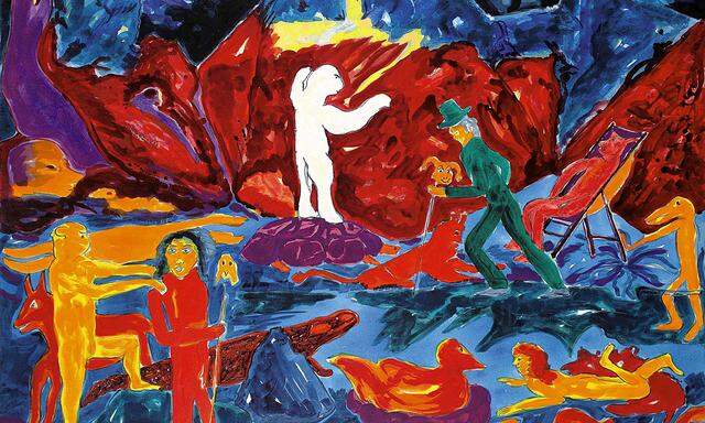 ALFRED KLINKAN: ''WEG IN JISLAND'', 1982, Öl auf Leinwand, 200 x 200 cm