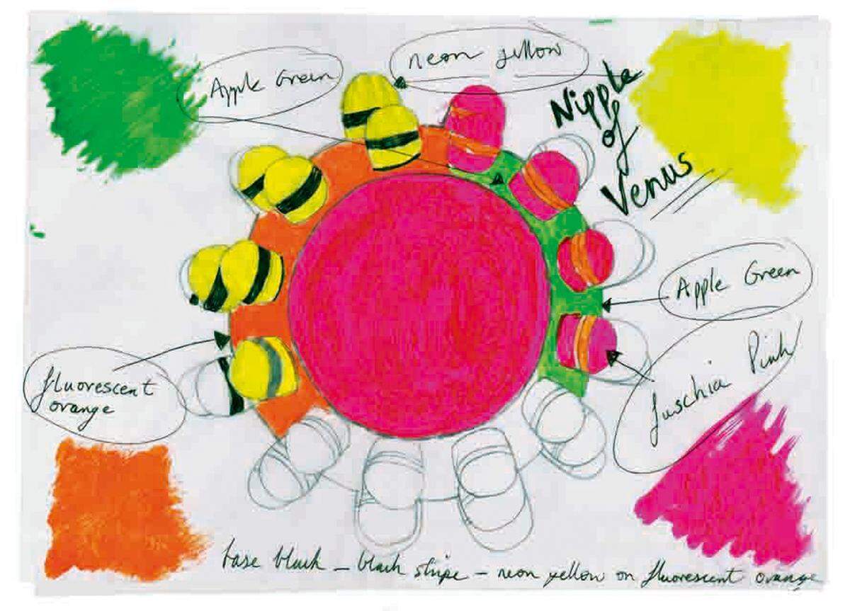 "Nipple of Venus" lautet der Titel dieser Zeichnung von Legge &amp; Braine für die "Tutti Frutti"-Kollektion.