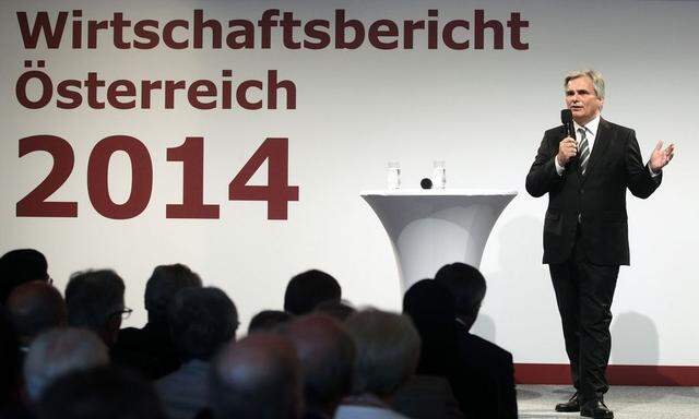 Austrian Chancellor Faymann presents the Austrian 2014 economy report in Vienna