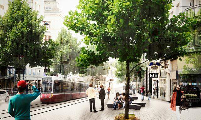Die Grünen möchten sie bis zum Rochusmarkt zu einer begrünten Begegnungszone mit Straßenbahn umgestalten.