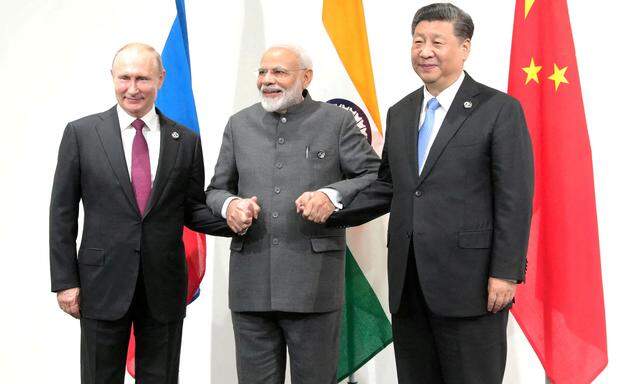 Beste Freunde? Russlands Präsident Putin, Indiens Premier Modi und Chinas Staatschef Xi. 