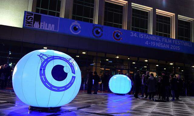 Photo taken on April 3 2015 shows the logo at the opening ceremony of 34th Istanbul International F