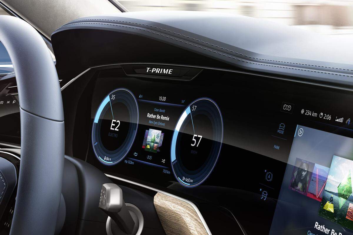 Neue Wege geht VW mit dem T-Prime Concept GTE im Innenraum.