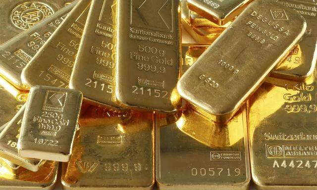 Gold bars from the vault of a bank are seen in this illustration picture taken in Zurich