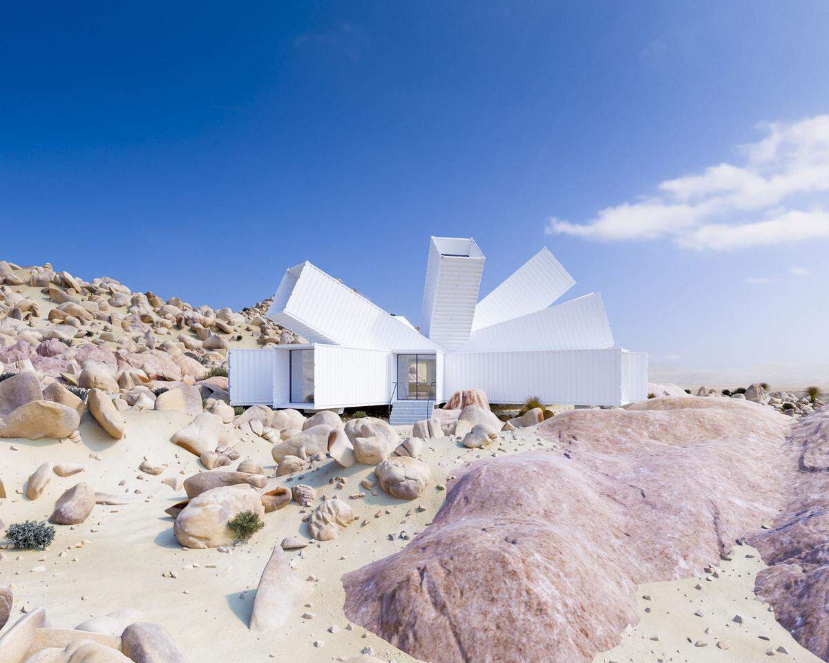 Ein Ferienhaus in der kalifornischen Wüste hat der Londoner Architekt James Whitaker geplant. Der Clou: Das Haus ist aus Schiffscontainern gebaut.