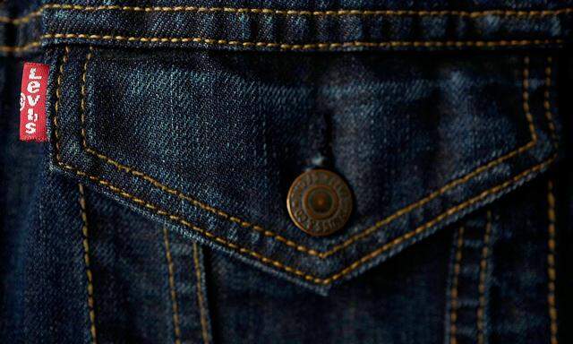 FILE PHOTO: The label of a Levi's denim jacket of U.S. company Levi Strauss is seen at a denim store in Frankfurt