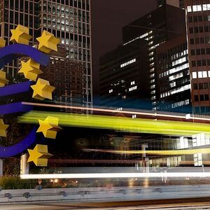 File photo of tram runing past the euro sign landmark outside the headquarters of the European Central Bank in Frankfurt