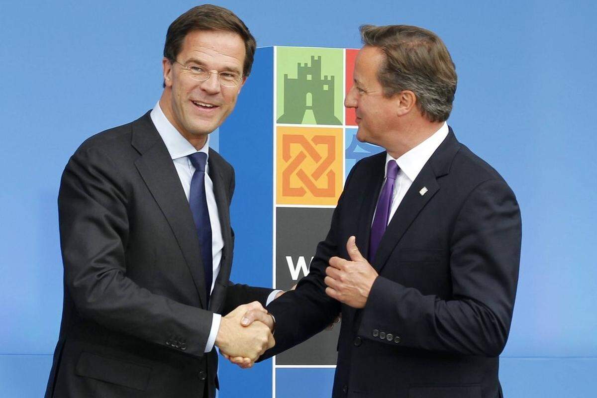 Diesen Platz teilen sich der niederländische Premier Mark Rutte und sein britischer Amtskollege David Cameron - 6 Telefonate.