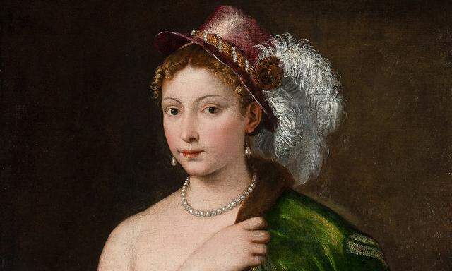 Verführerisch: Tizians „Junge Frau mit Federhut“ aus der Eremitage (um 1535).