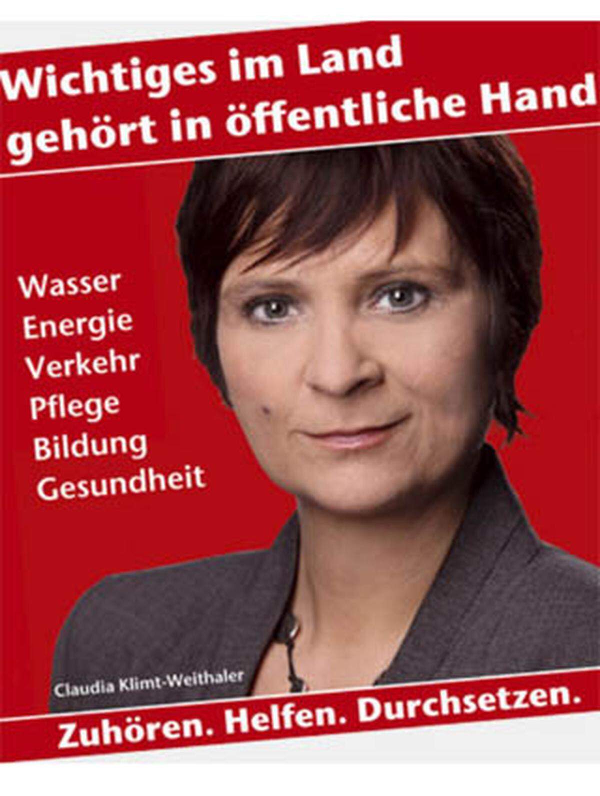 Die KPÖ präsentiert sich im Wahlkampf als "das soziale Gewissen im Landtag". Die Kommunisten mit ihrer Spitzenkandidatin Claudia Klimt-Weithaler werben unter anderem mit dem Slogan "Spekulanten zur Kasse, statt Steuern für die Masse".