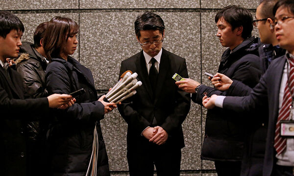 Coincheck Inc COO Otsuka speaks to the media in Tokyo