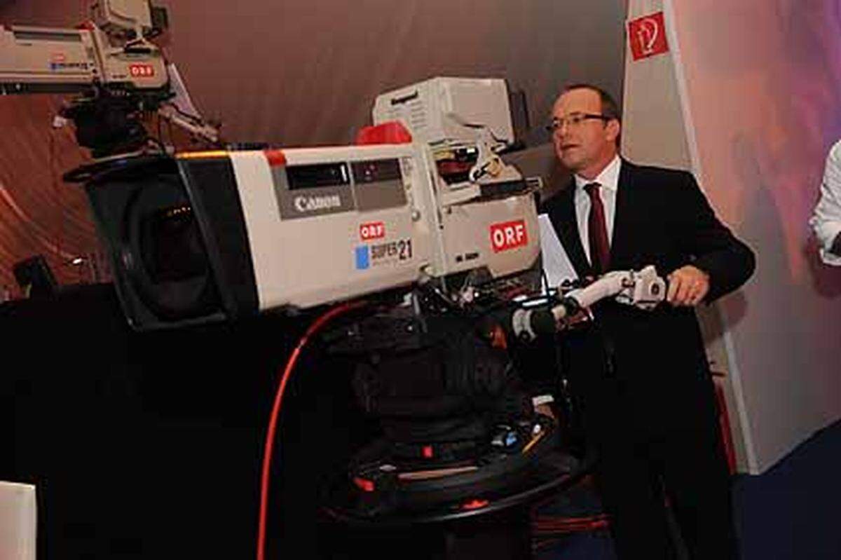 "Presse"-Geschäftsführer Reinhold Gmeinbauer versucht sich einstweilen als ORF-Kameramann.